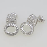 Sterling Silver Semi Mount Earrings Setting OV 8x6mm white topaz White - Syzjewelry
